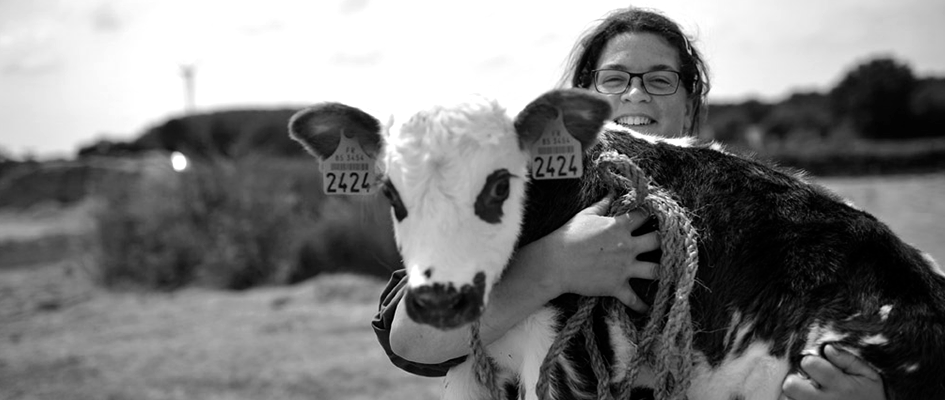 Woman with calf